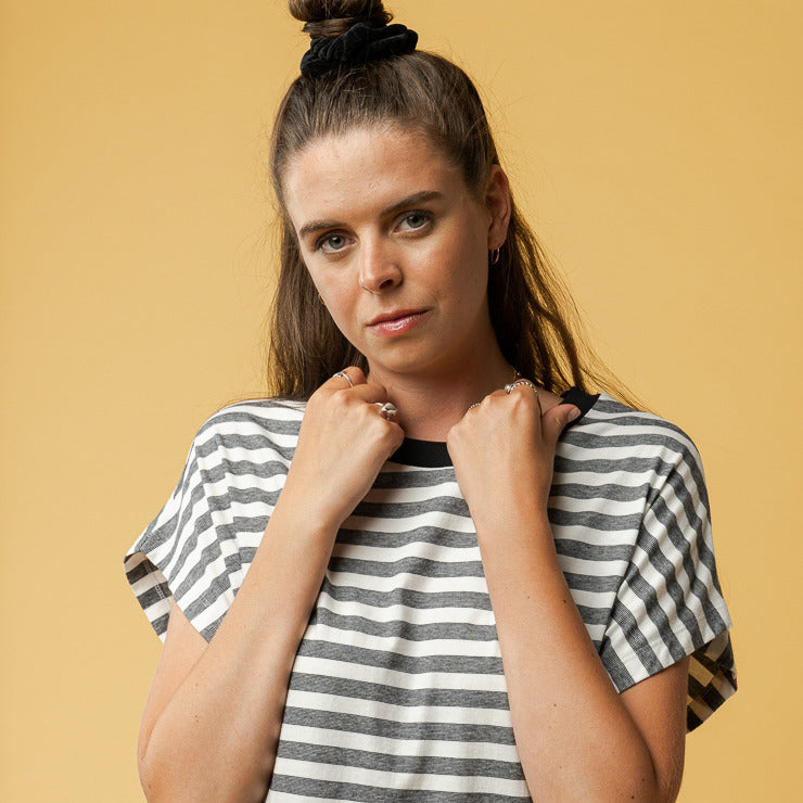 MELAWEAR Damen T-Shirt Kleid "SUNEA" Thin Stripes M