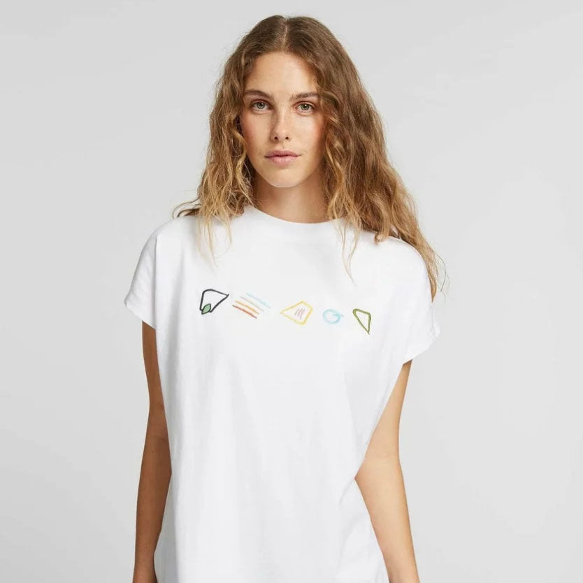 ThokkThokk Damen Boxy T-Shirt "Elements Embroidery" - White