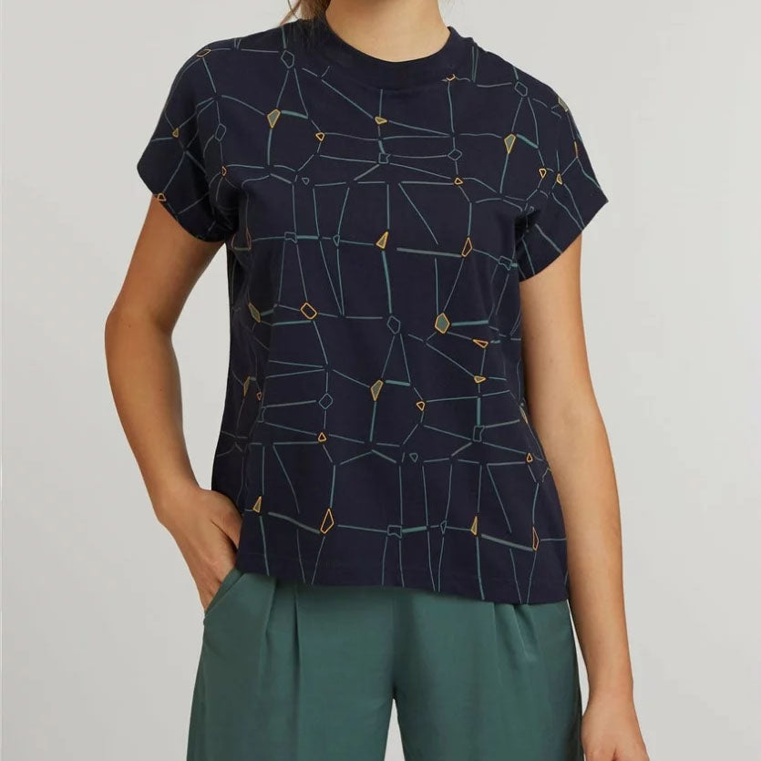 ThokkThokk Damen Boxy T-Shirt "Framework" - Dark Navy