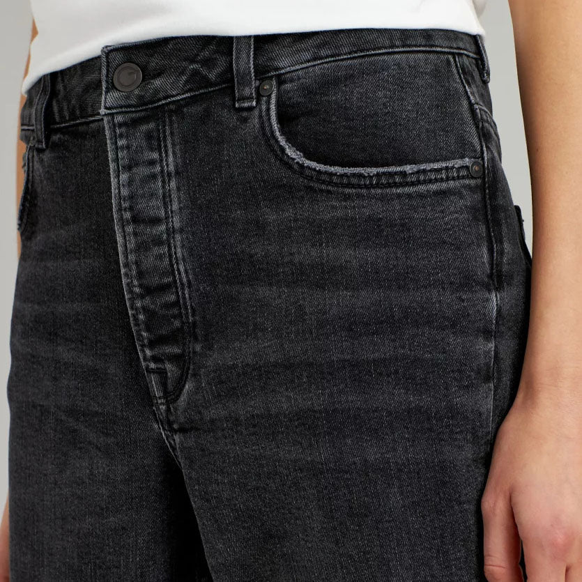 ThokkThokk Damen Straight Cropped Jeans - Grau