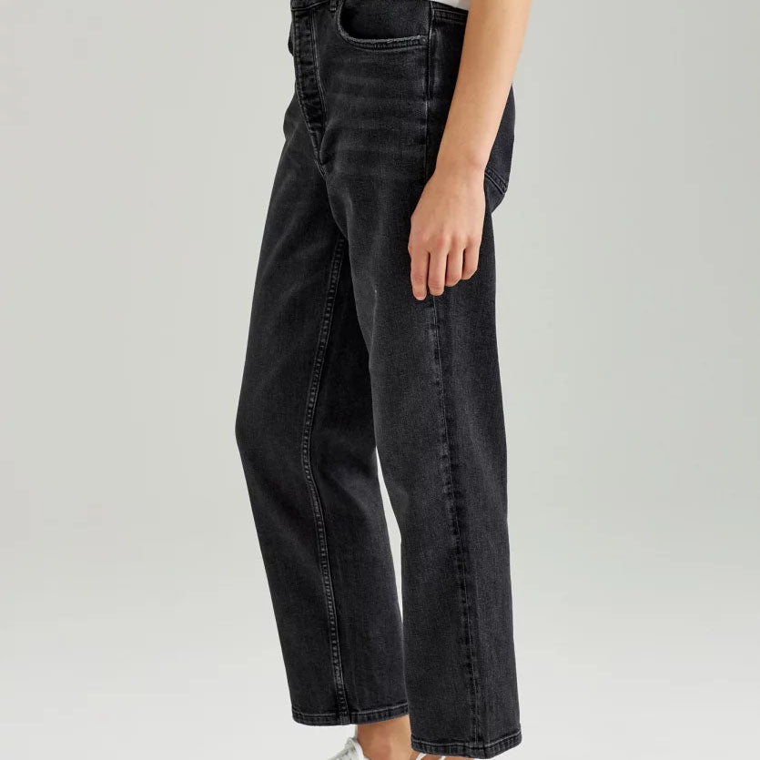 ThokkThokk Damen Straight Cropped Jeans - Grau