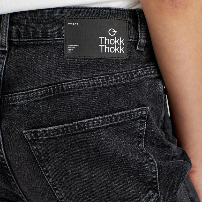 ThokkThokk Damen Straight Cropped Jeans - Grau