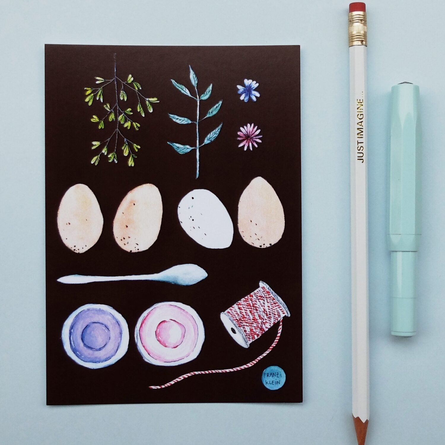 wonder of today Postkarte Eier färben braun DIN A6