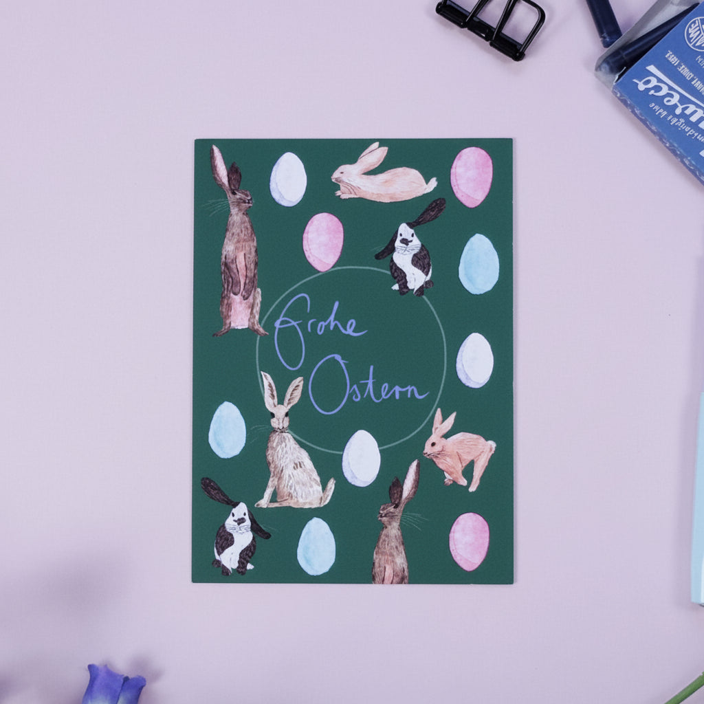 wonder of today Postkarte Osterhasen (grün) DIN A6