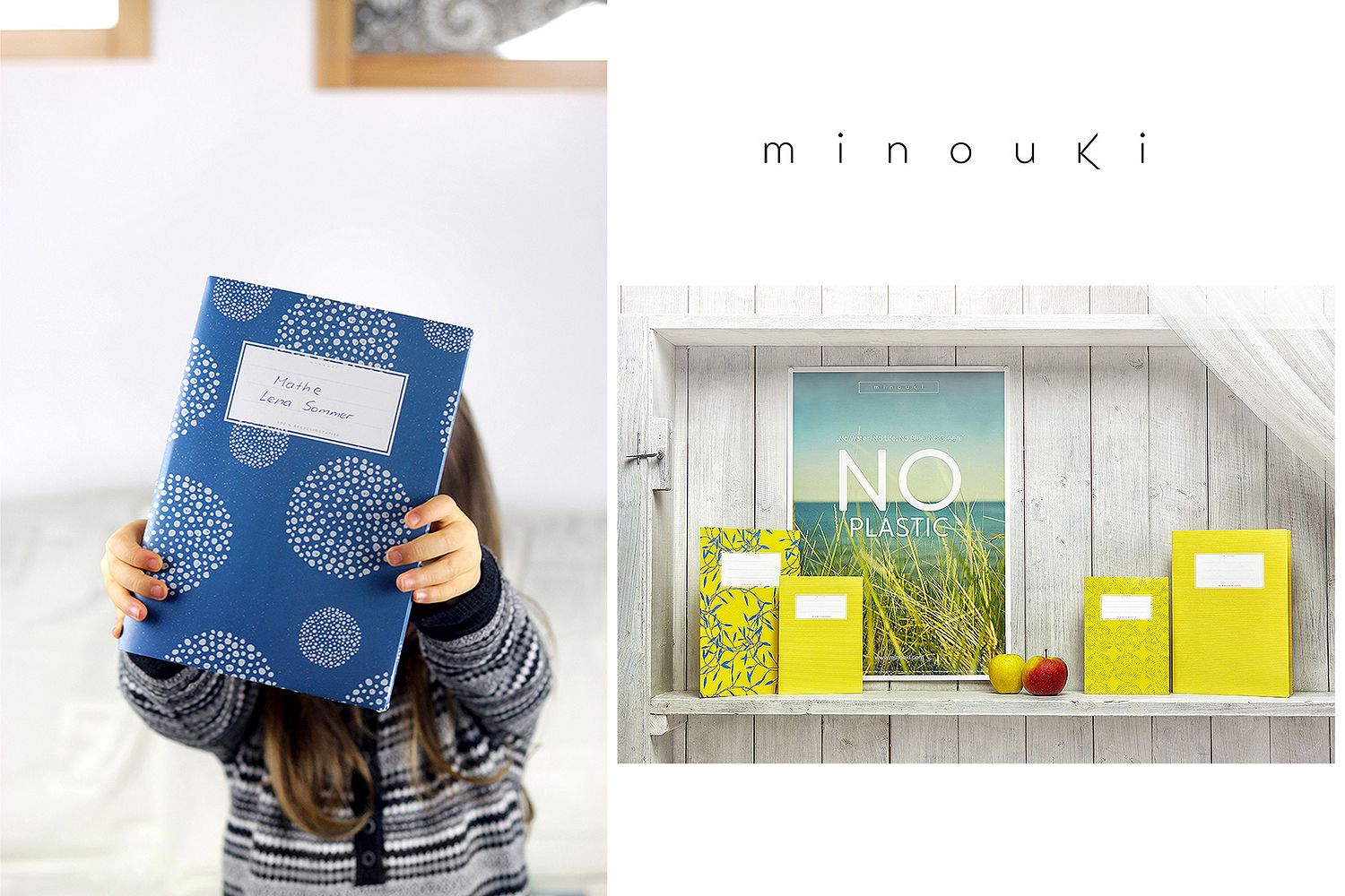 minouki - Nachhaltige Schulheftumschläge aus Recyclingpapier