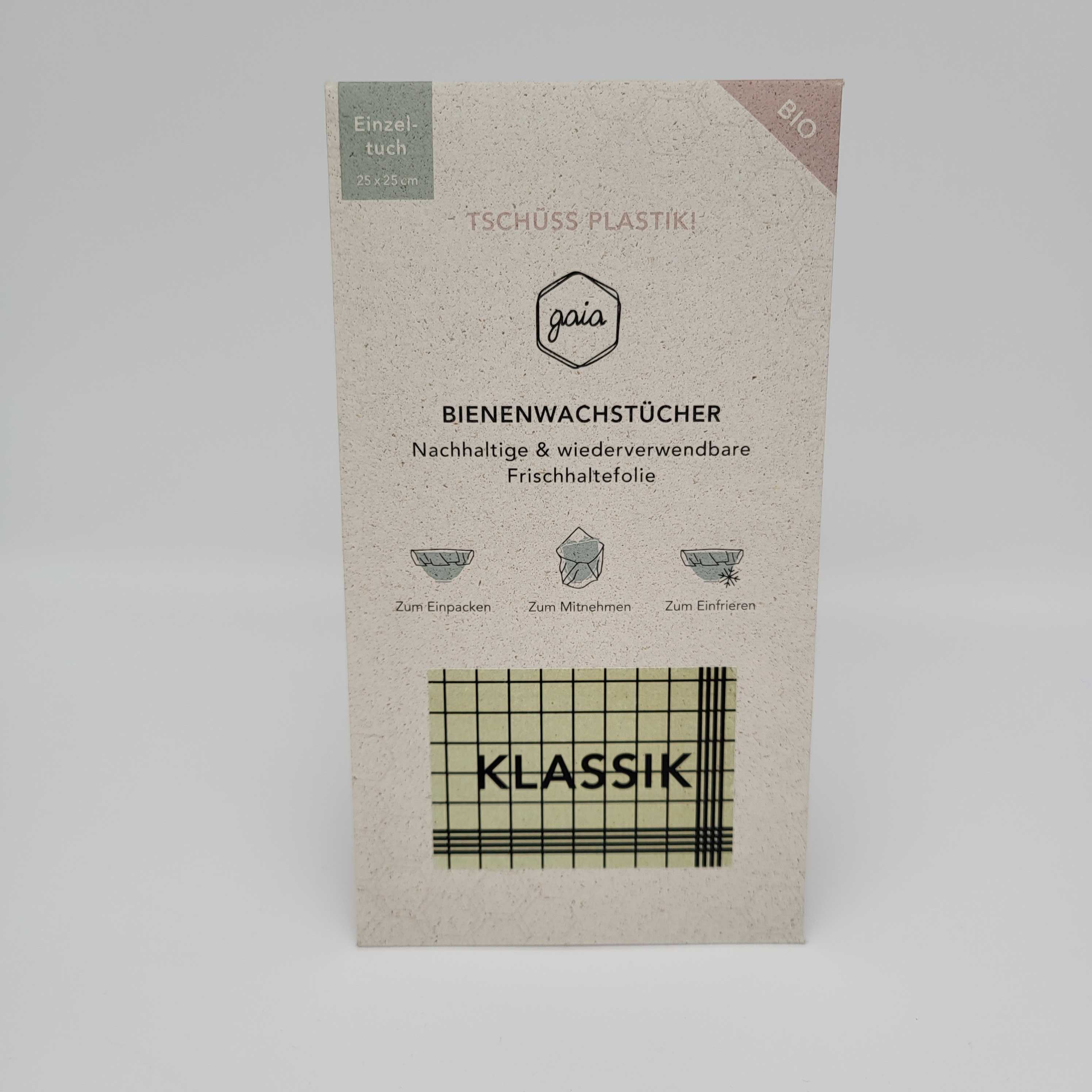 Gaia Bio Bienenwachstuch - EINZELTUCH (25 x 25 cm)