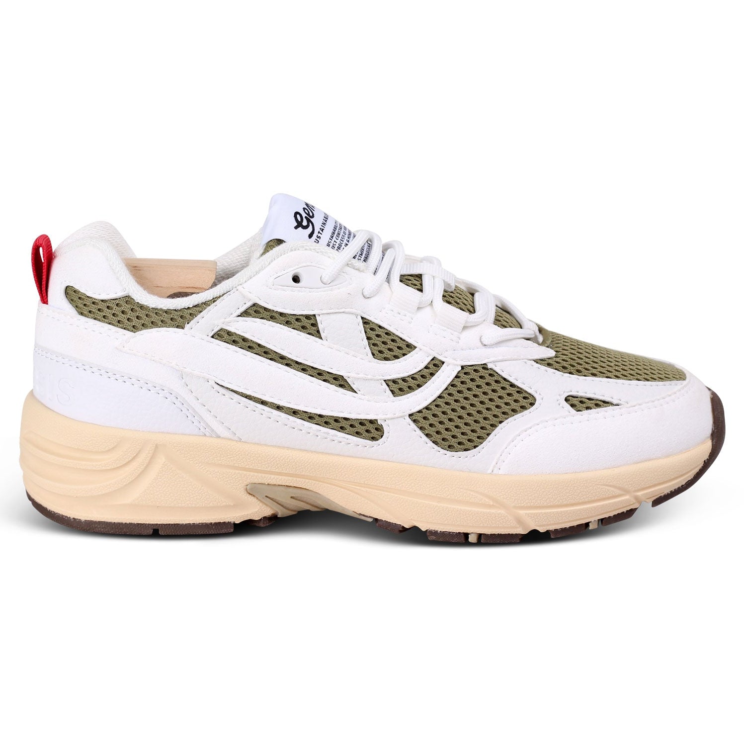 Genesis Footwear Unisex Sneaker "G-Eco`99 Contra Mesh" White Olive