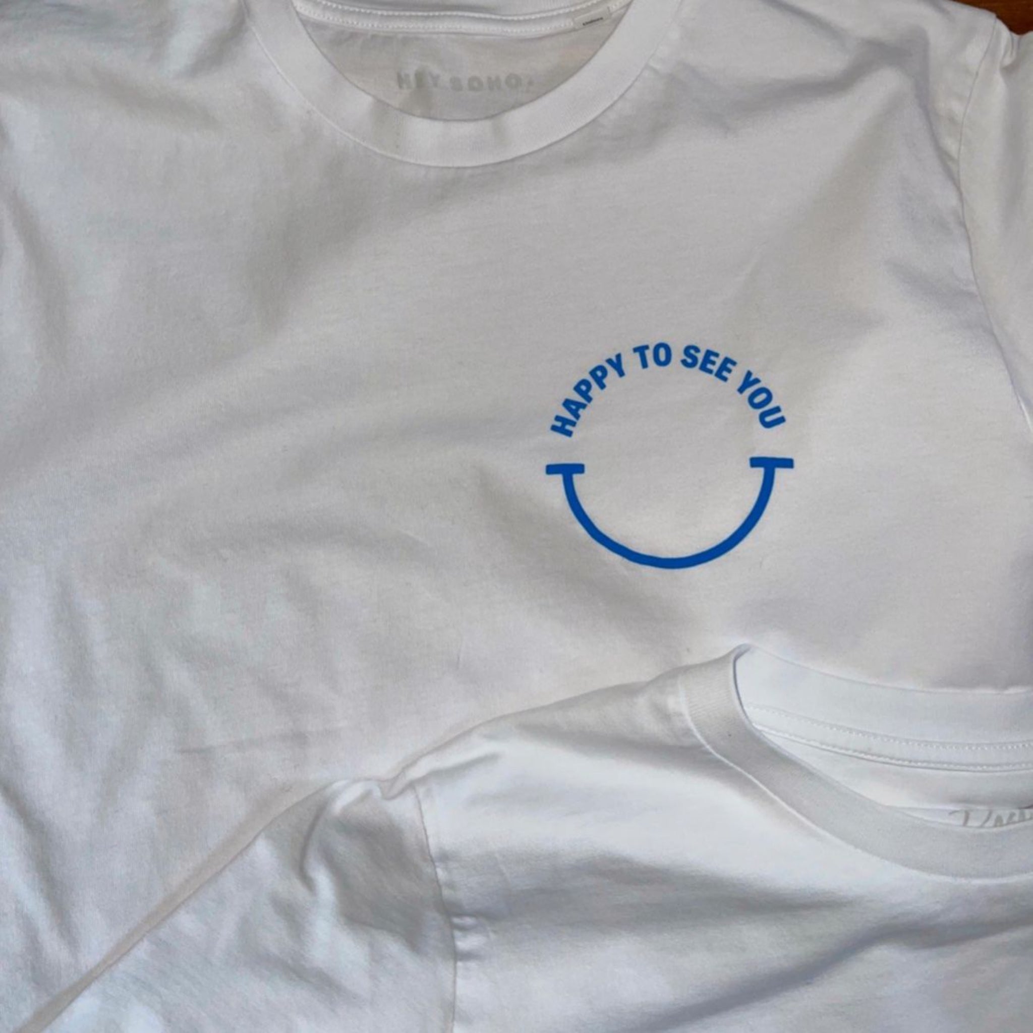 hey soho T-Shirt "Happy to see you" Weiß