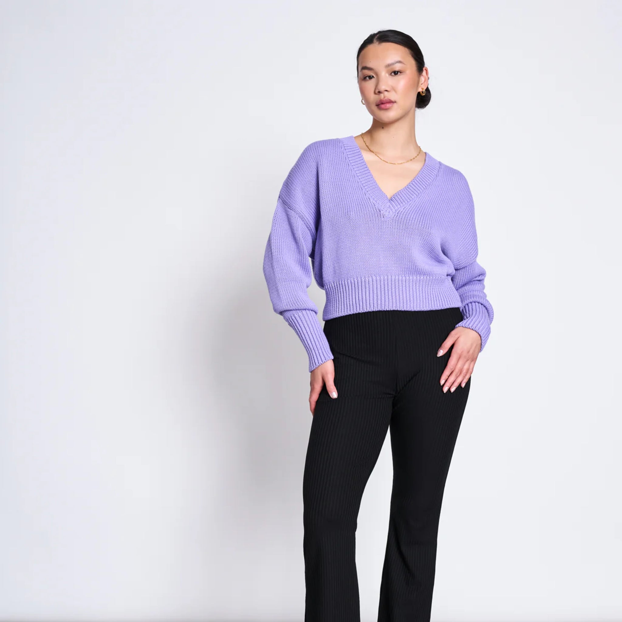 JAN N JUNE Damen V-Neck Jumper "LUZ" Lilac