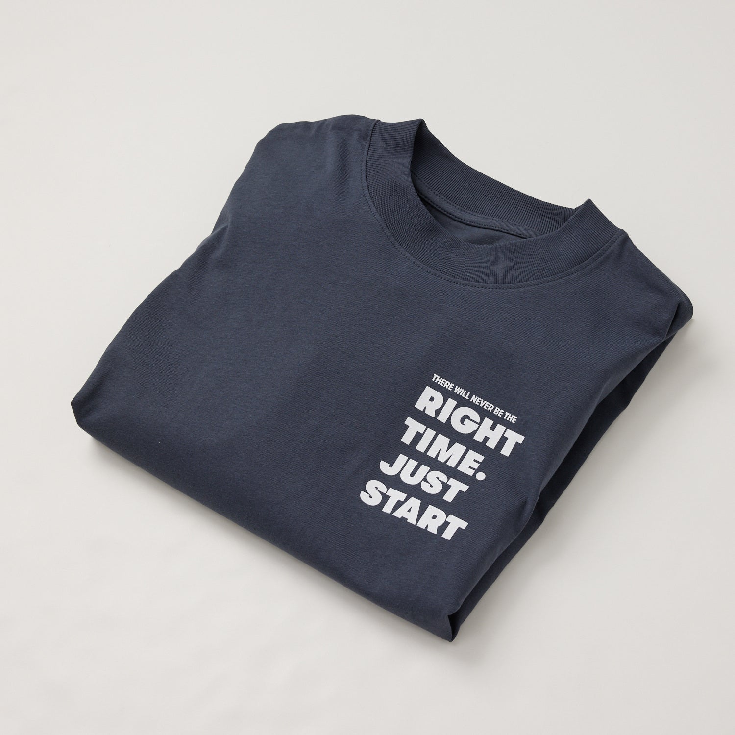 hey soho T-Shirt "Right time just start" Grau-Blau