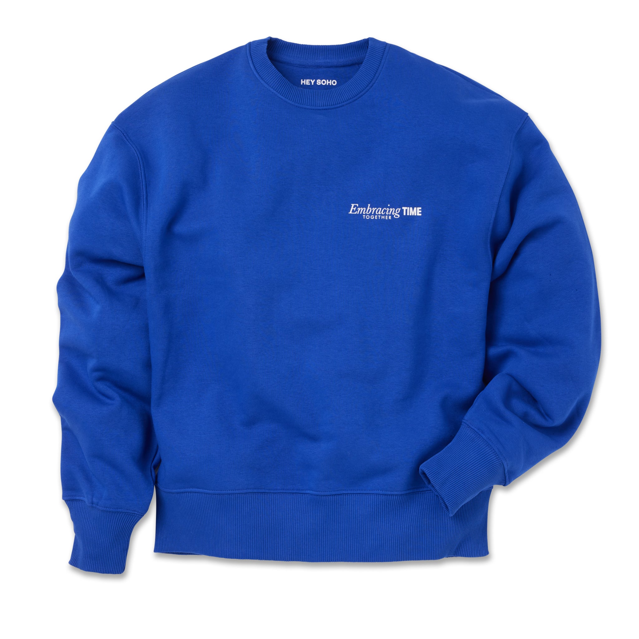 hey soho Sweater "Embracing time together" Blau