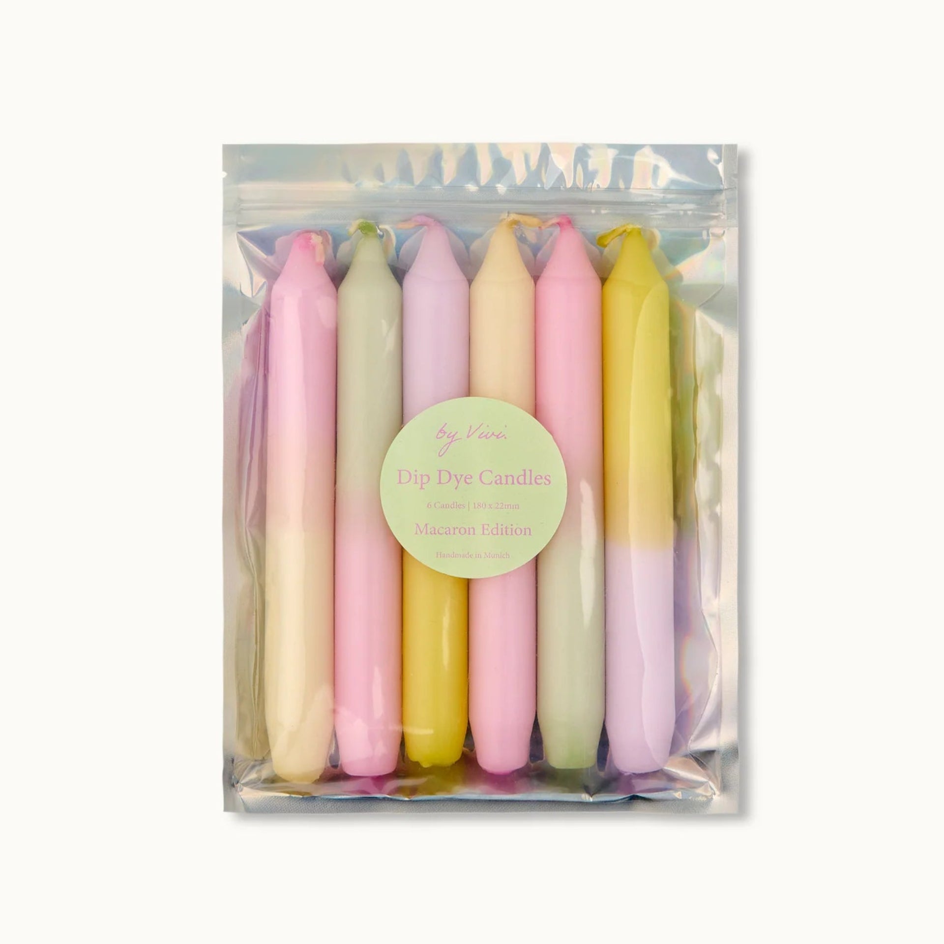by Vivi Dip Dye Kerzen Set 6-teilig Macaron Edition 18 x 2.2 cm