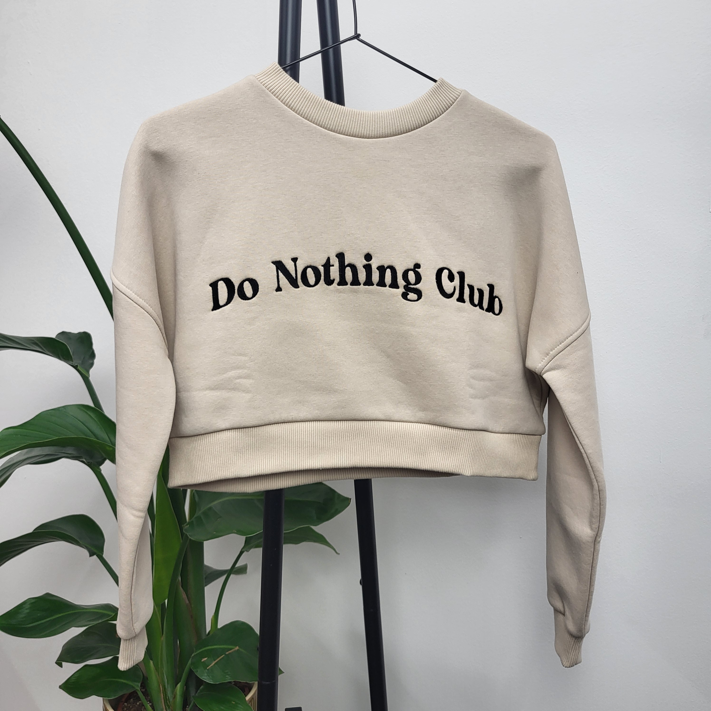 On Vacation Ladies Cropped Sweater Bubbly "Do Nothing Club" S Sand