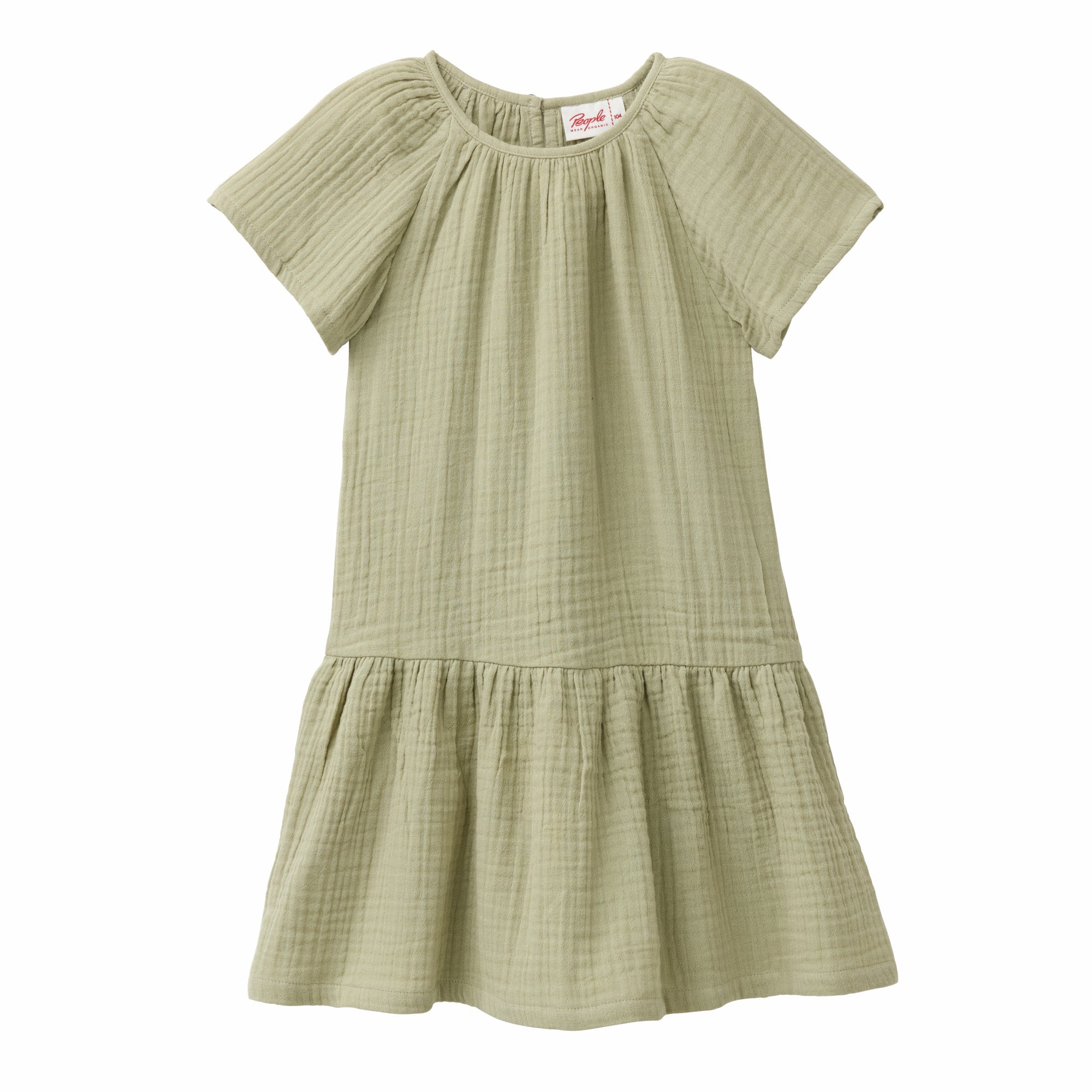 People Wear Organic Musselin-Kleid GOTS Helles Olivgrün