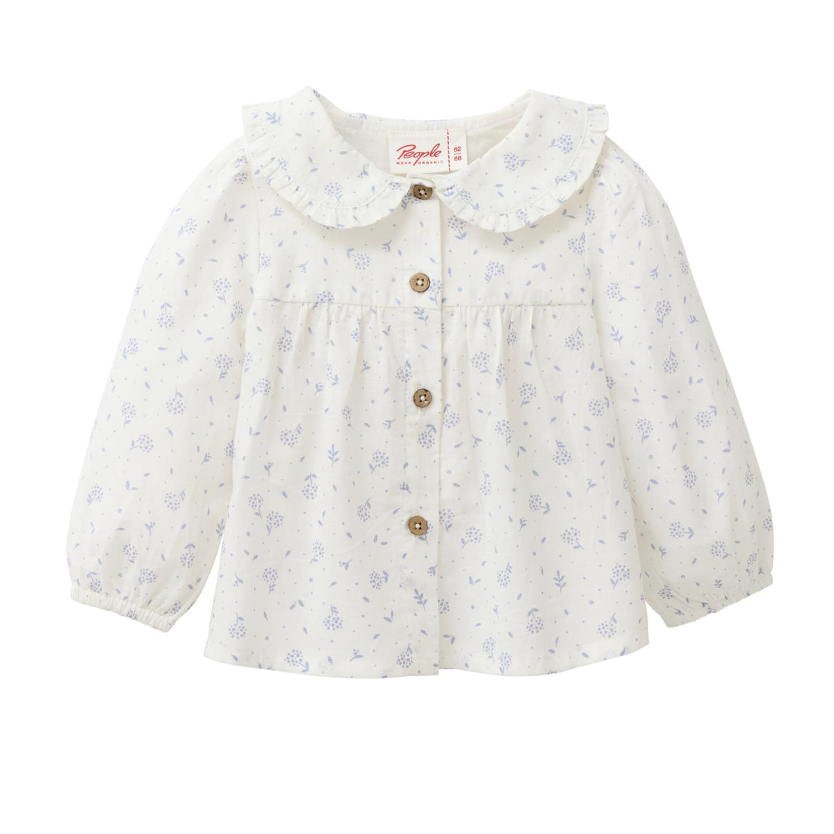 People Wear Organic Langarm-Bluse GOTS Weiß Aop Tanzende Blumen
