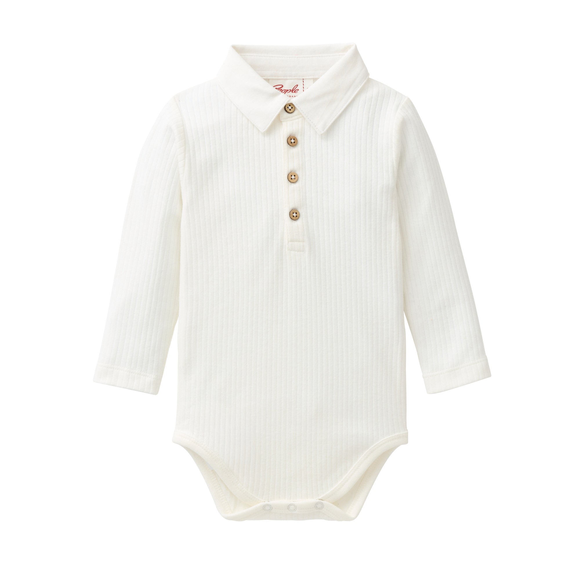 People Wear Organic Langarm-Body Kragen GOTS Weiß