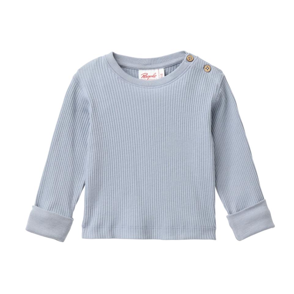 People Wear Organic Langarm-Shirt GOTS Blaugrau