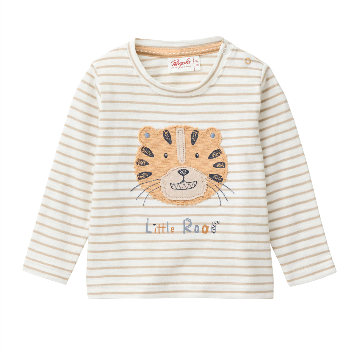 People Wear Organic Langarm-Shirt GOTS Dunkelsand Geringelt