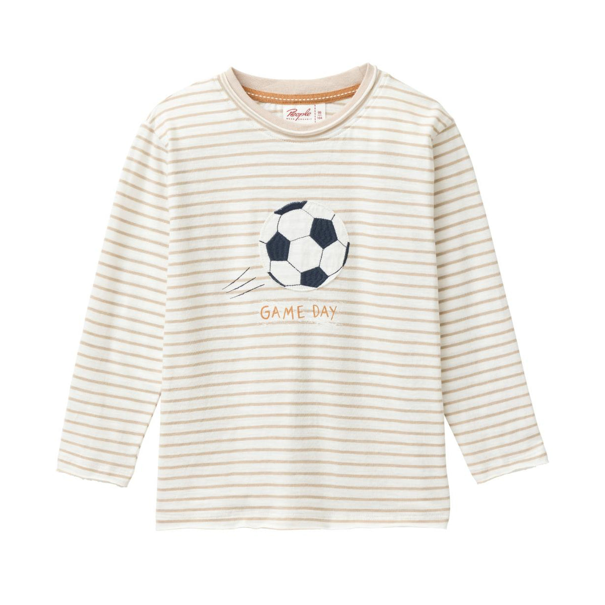 People Wear Organic Langarm-Shirt GOTS Dunkelsand Geringelt
