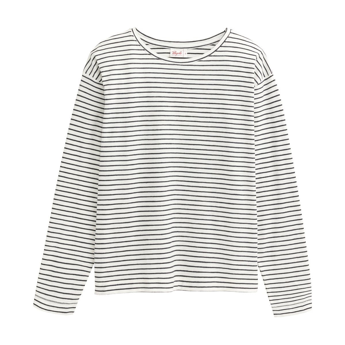 People Wear Organic Langarm-Shirt GOTS Schwarz Geringelt