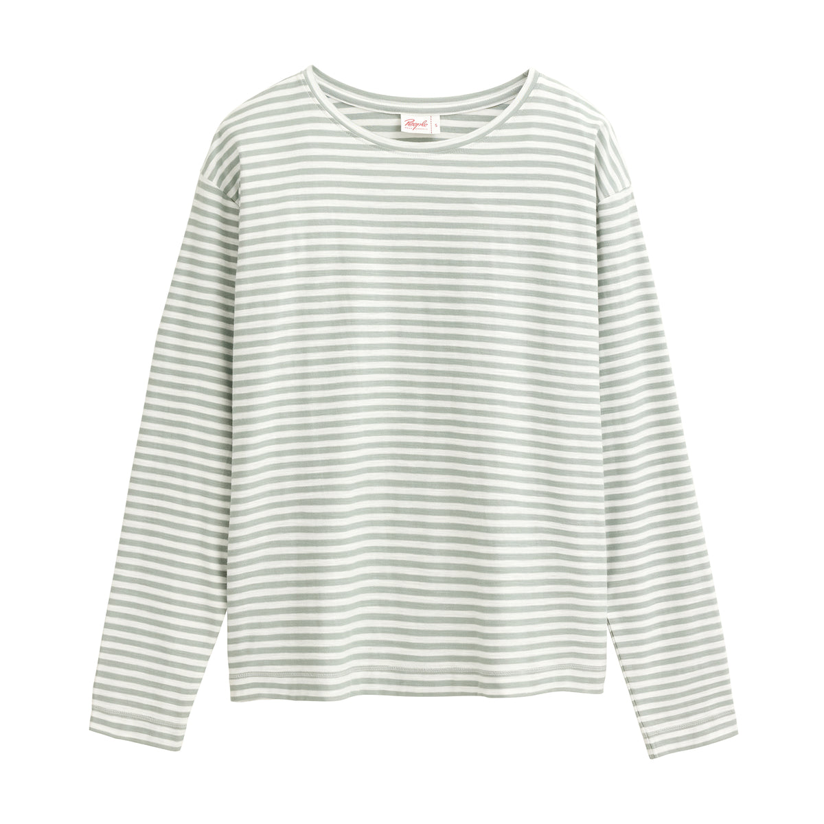 People Wear Organic Langarm-Shirt GOTS Salbei Geringelt