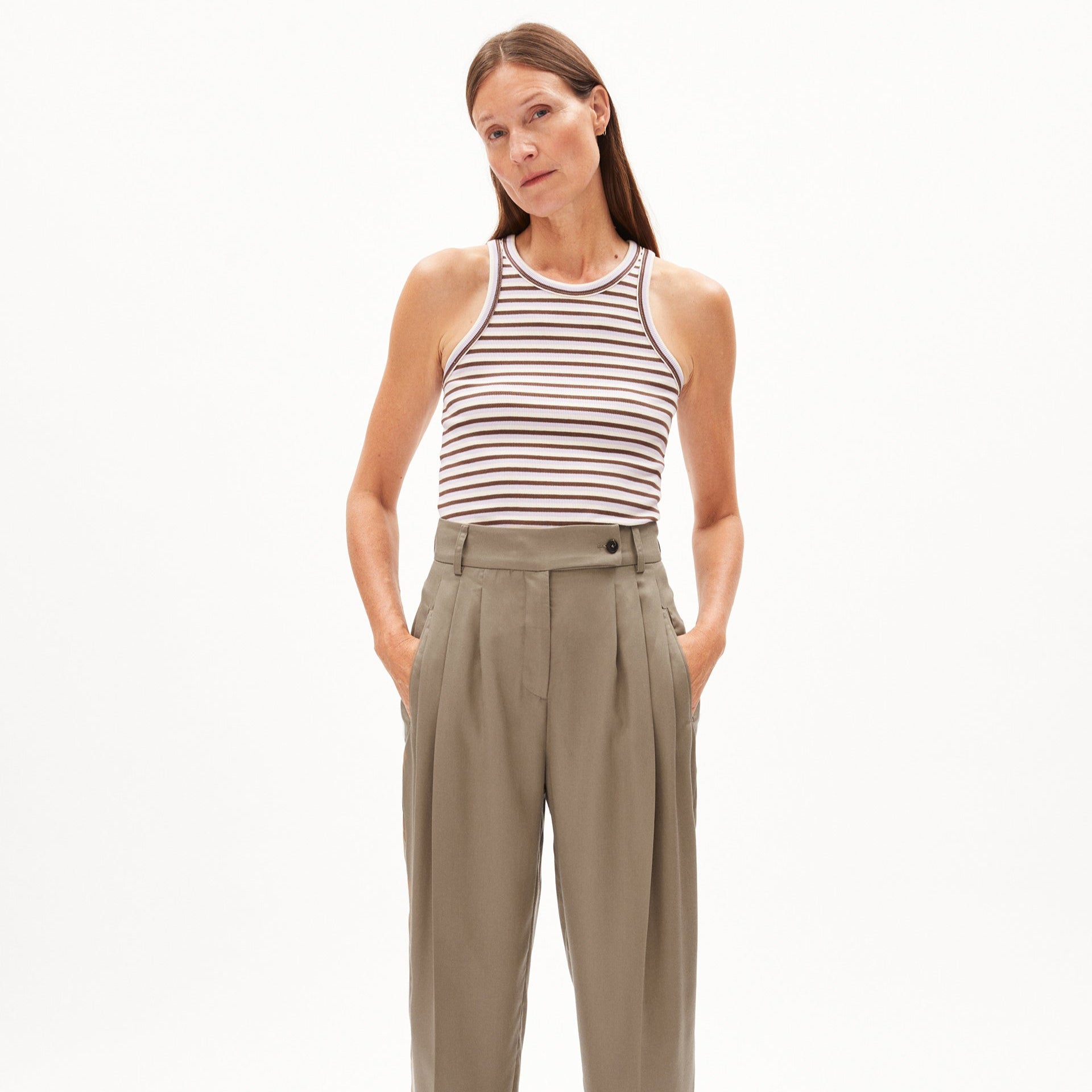ARMEDANGELS Slim Fit Ripp-Top "KANITAA STRIPES"