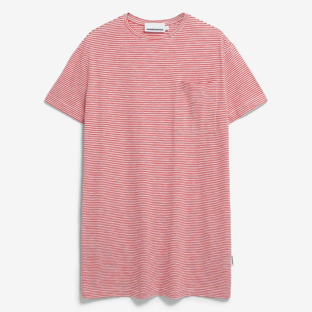 ARMEDANGELS Women Casual Kleid Jersey "CHAARA LOVELY STRIPES" Oatmilk-Coral Blush