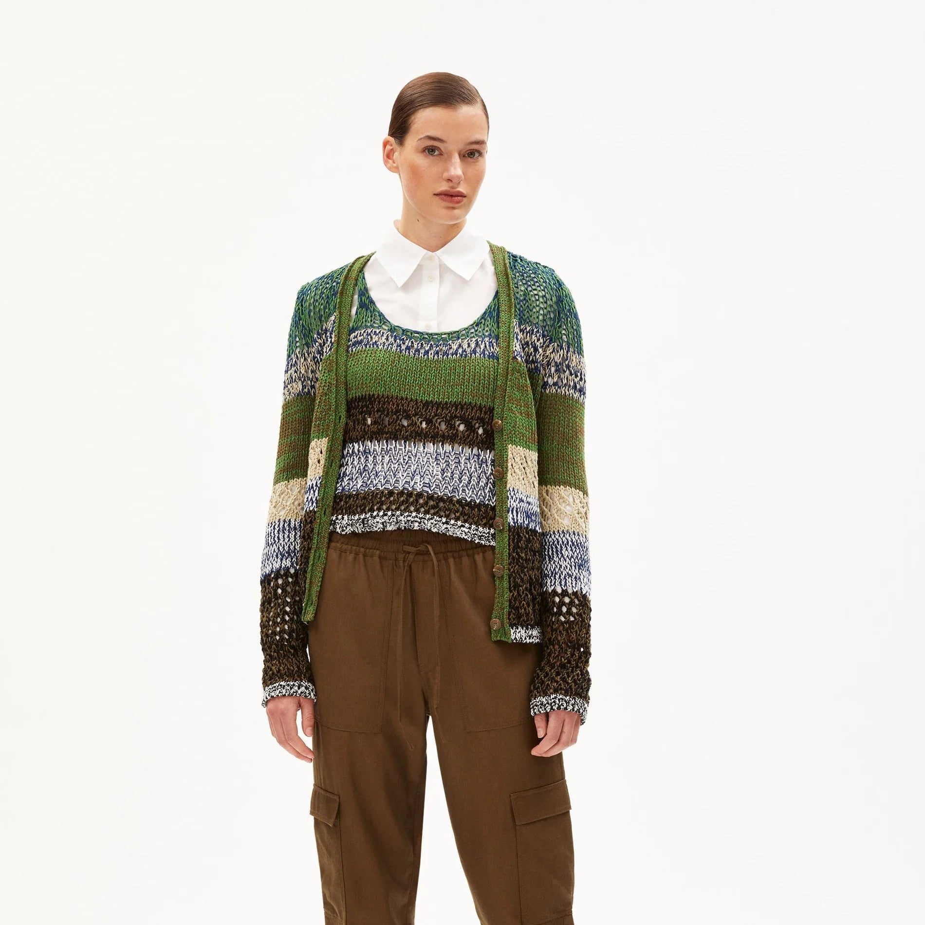 ARMEDANGELS Damen Casual Strick Cardigan "AURORAA" Gravel-Ivy Green XS