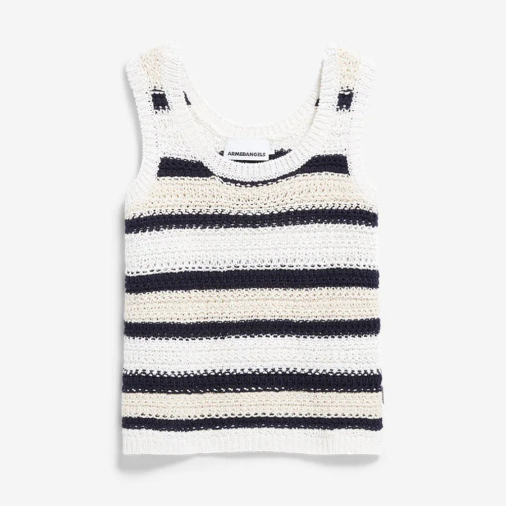 ARMEDANGELS Women Casual Strick Top "CLAAIRE STRIPES" Raw White-Night Sky