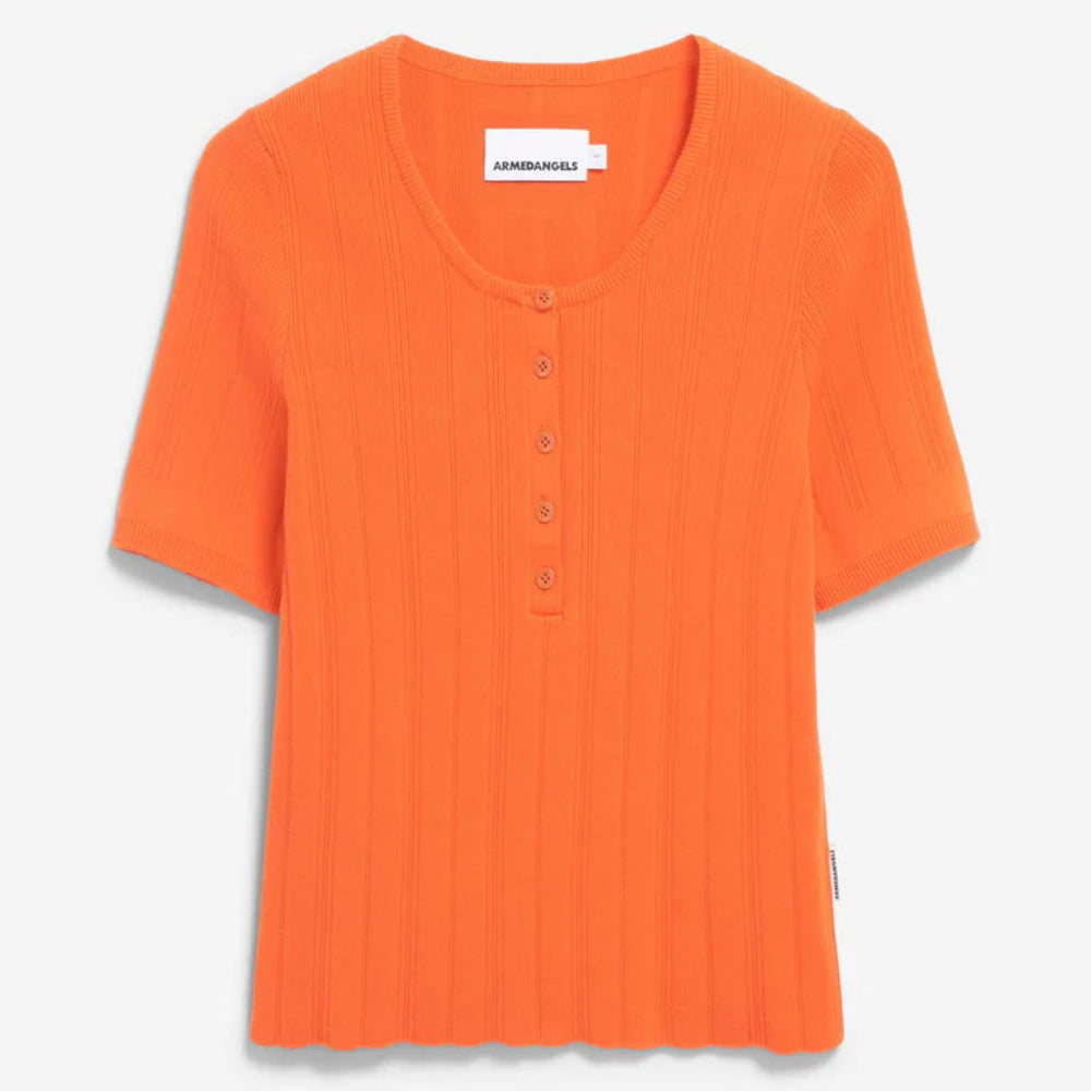 ARMEDANGELS Women Casual Strick T-Shirt "CRISPINAA CREPE" Sunset Orange