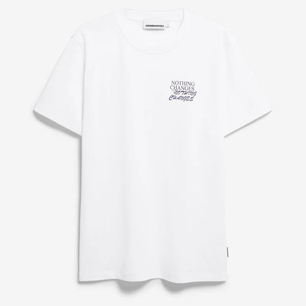 ARMEDANGELS Men Casual Jersey Shirt T-Shirt "MAARKOS CHANGES" White