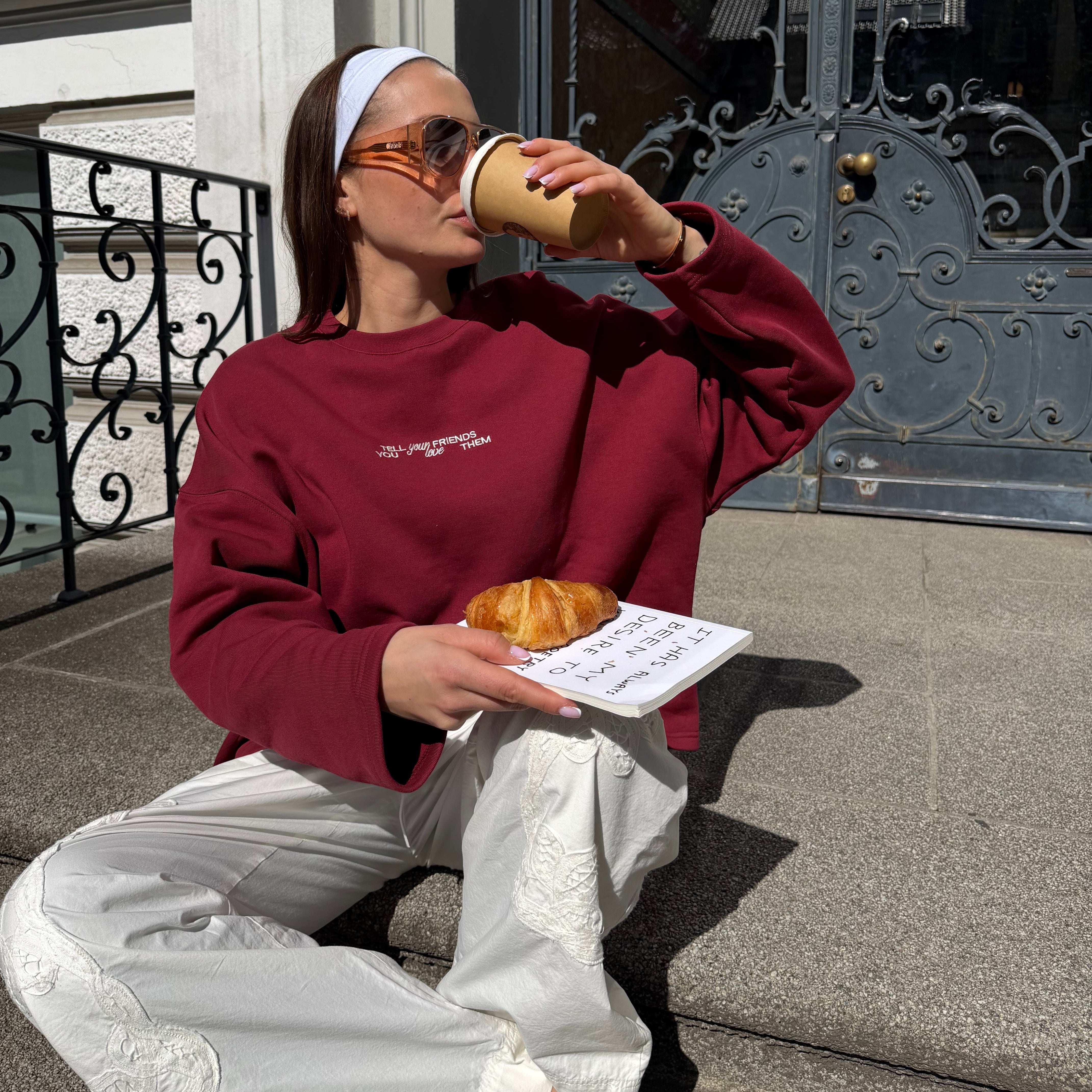 hey soho Sweatshirt "Tell Your Friends" Red Wine Off White