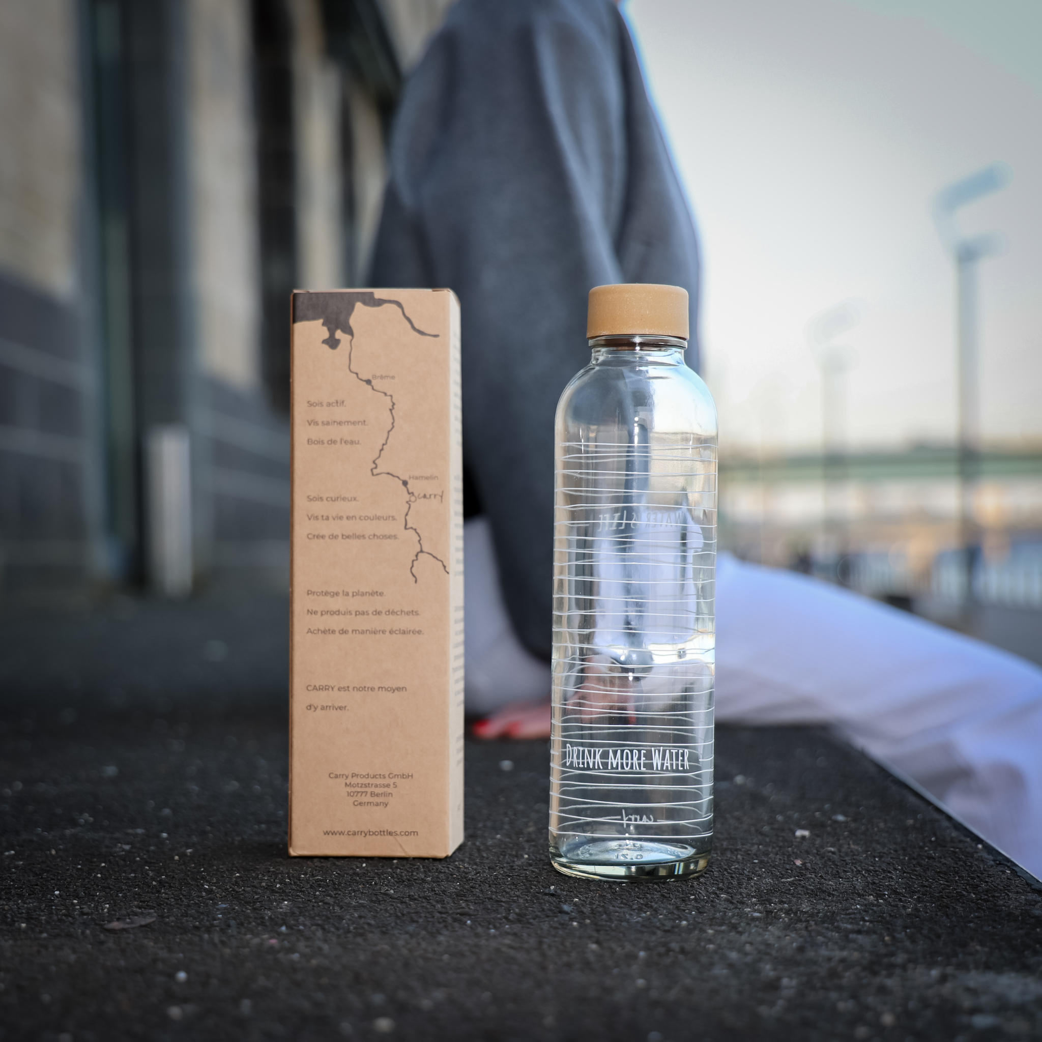CARRY Trinkflasche aus Glas 0,7 l
