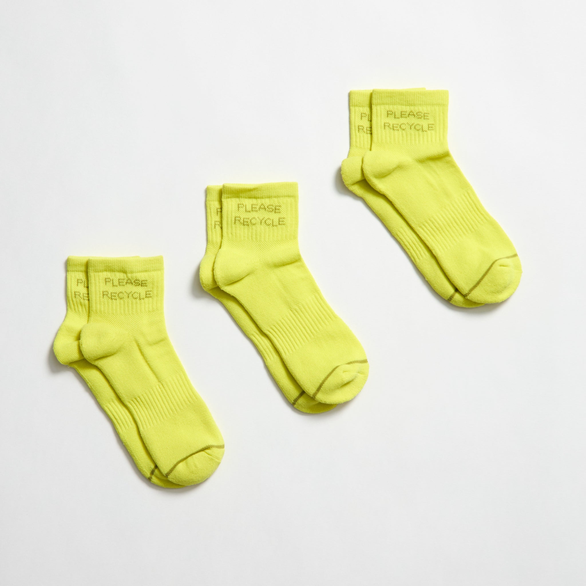 Girlfriend Collective Socks Quarter Crew "Please Recycle" 3er Pack