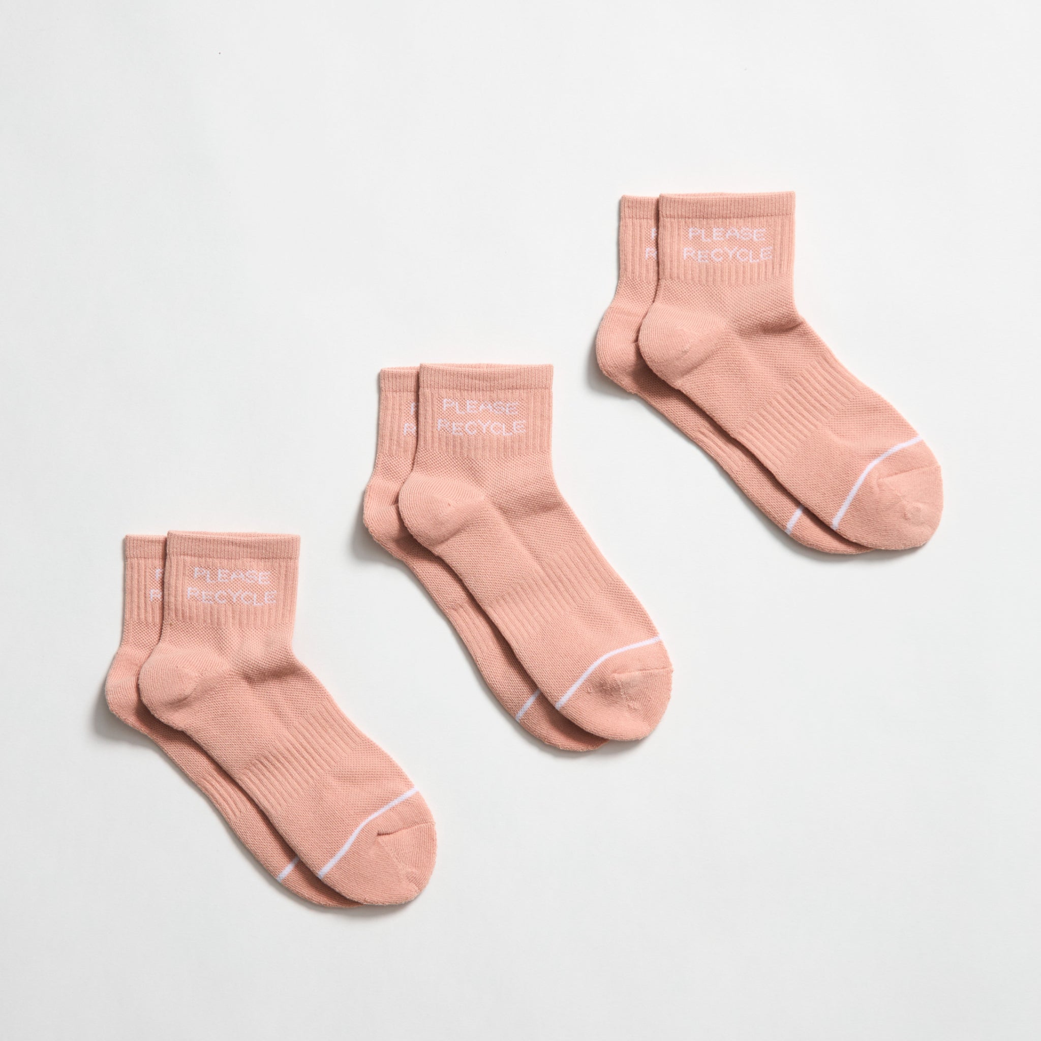 Girlfriend Collective Socks Quarter Crew "Please Recycle" 3er Pack