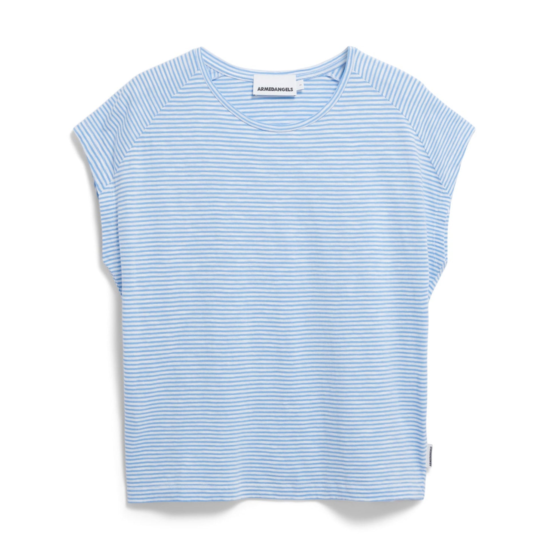 ARMEDANGELS Women Casual Jersey Shirt T-Shirt "ONELIAA LOVELY STRIPES" Oatmilk-Silky Blue