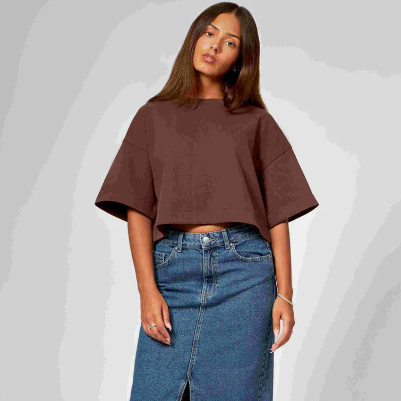noemvri fashion label Damen Cropped T-Shirt "Susa"