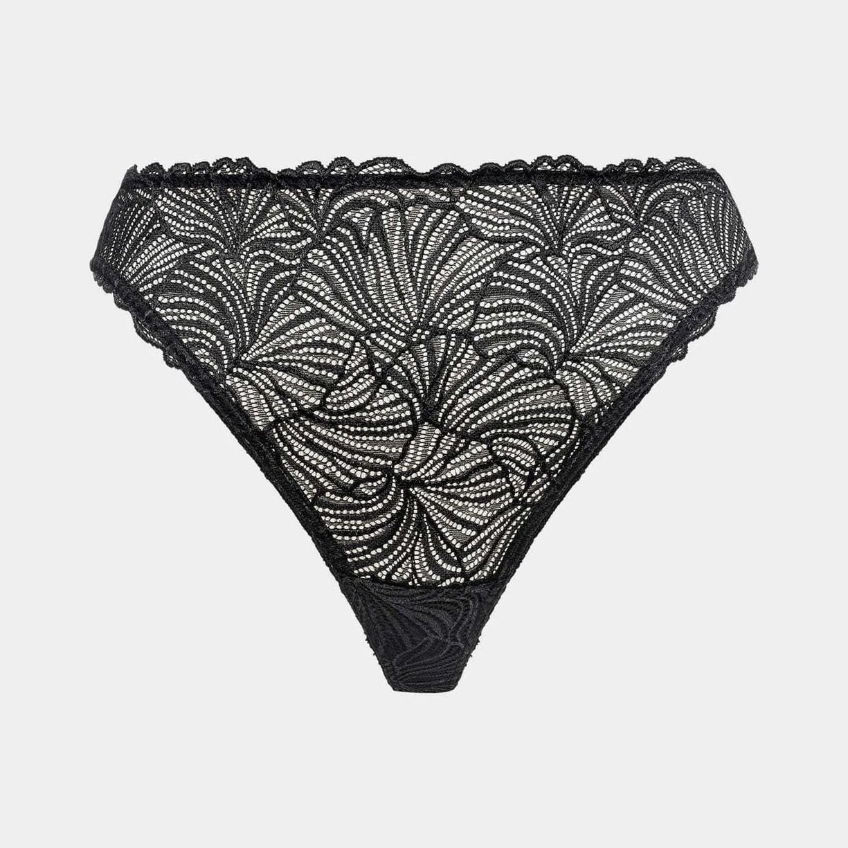 erlich textil High Waist Brazil String "Fluid Lace" 42 Schwarz