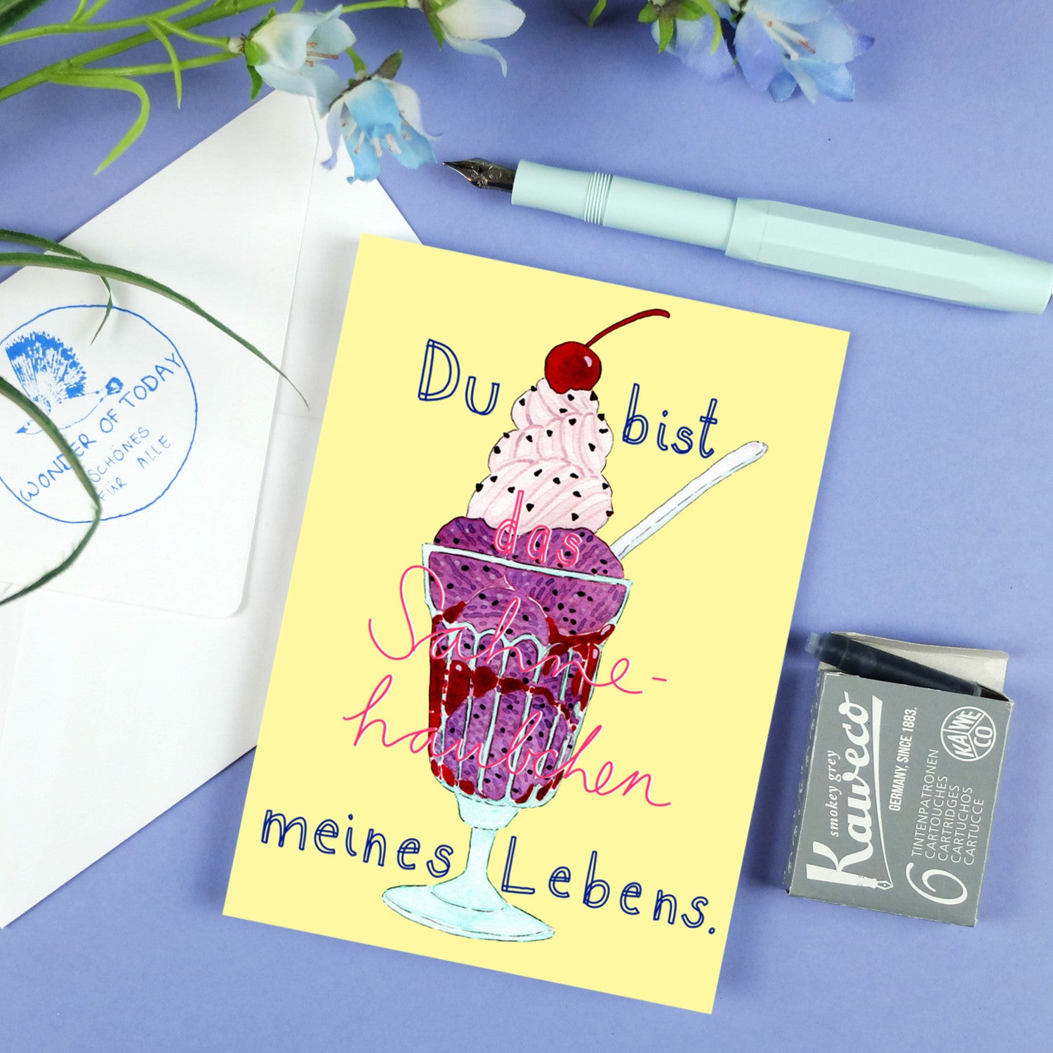 wonder of today Postkarte Eisbecher (gelb) DIN A6