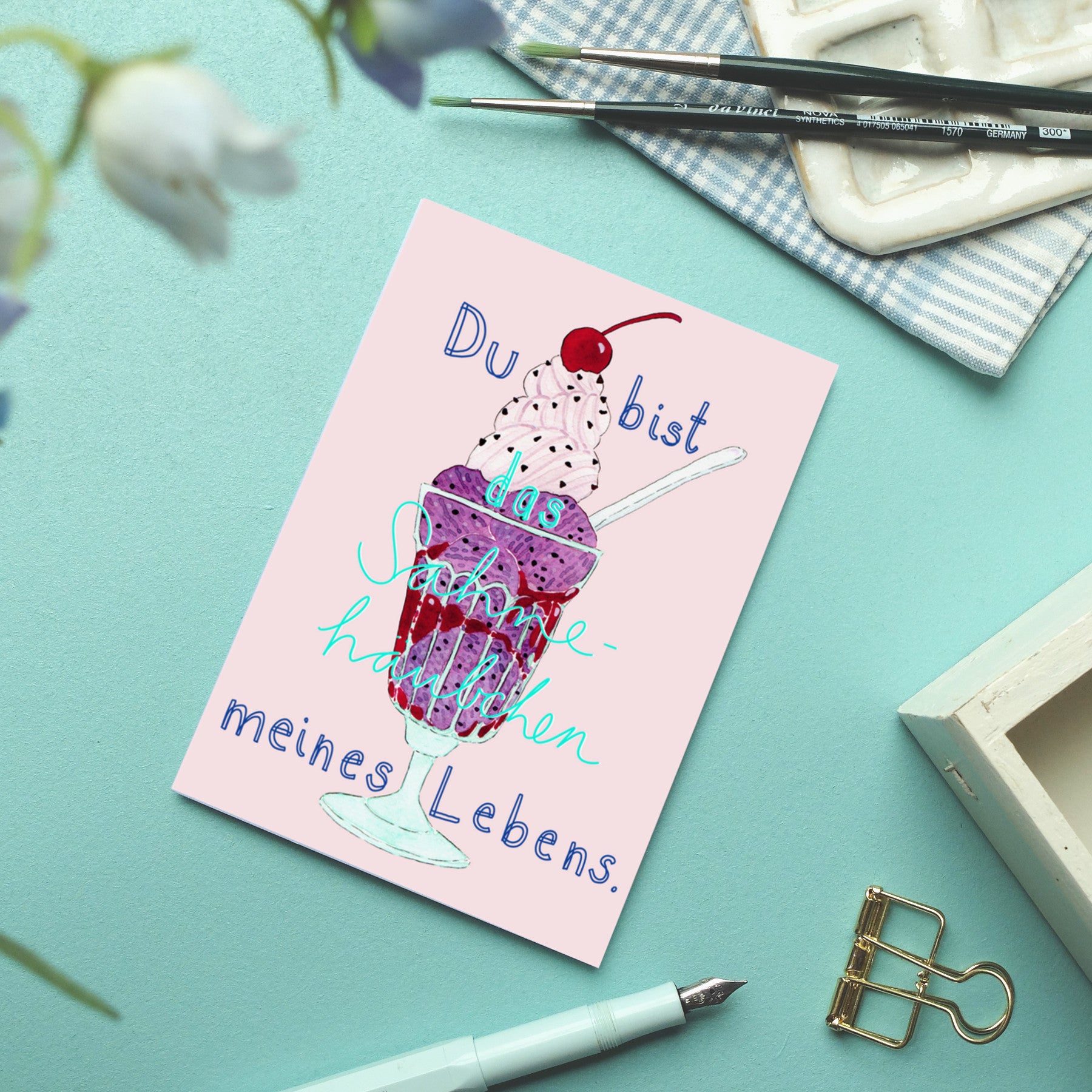 wonder of today Postkarte Eisbecher (rosa) DIN A6