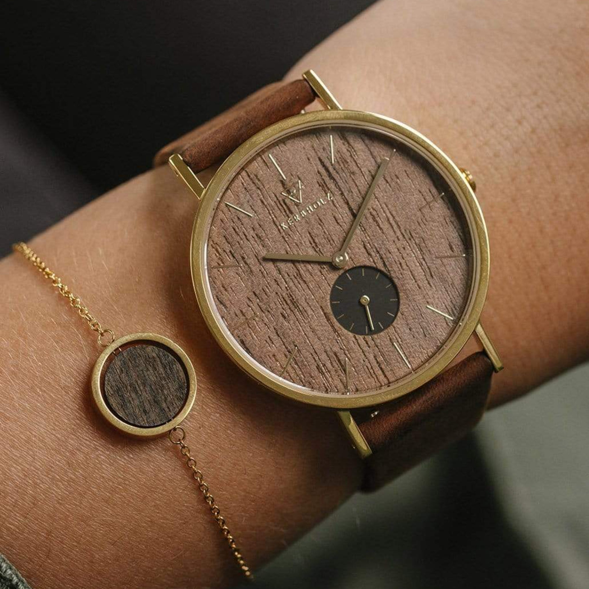 Herrenuhr Damenuhr Holzoptik Oliver Armbanduhr Armbanduhr In