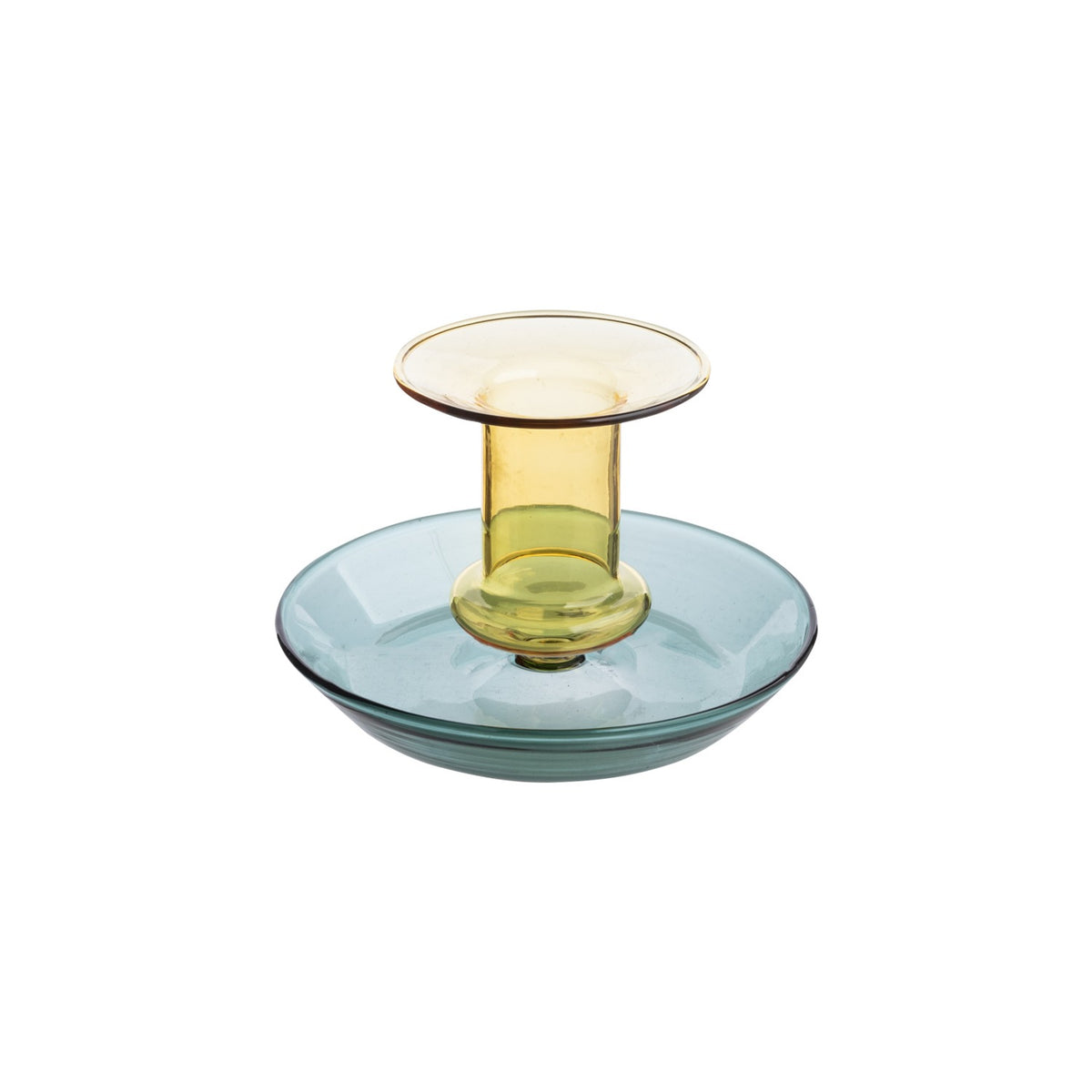 Tranquillo Kerzenhalter aus Glas "RAIINBOW" Grün, kurz (6,8 cm)