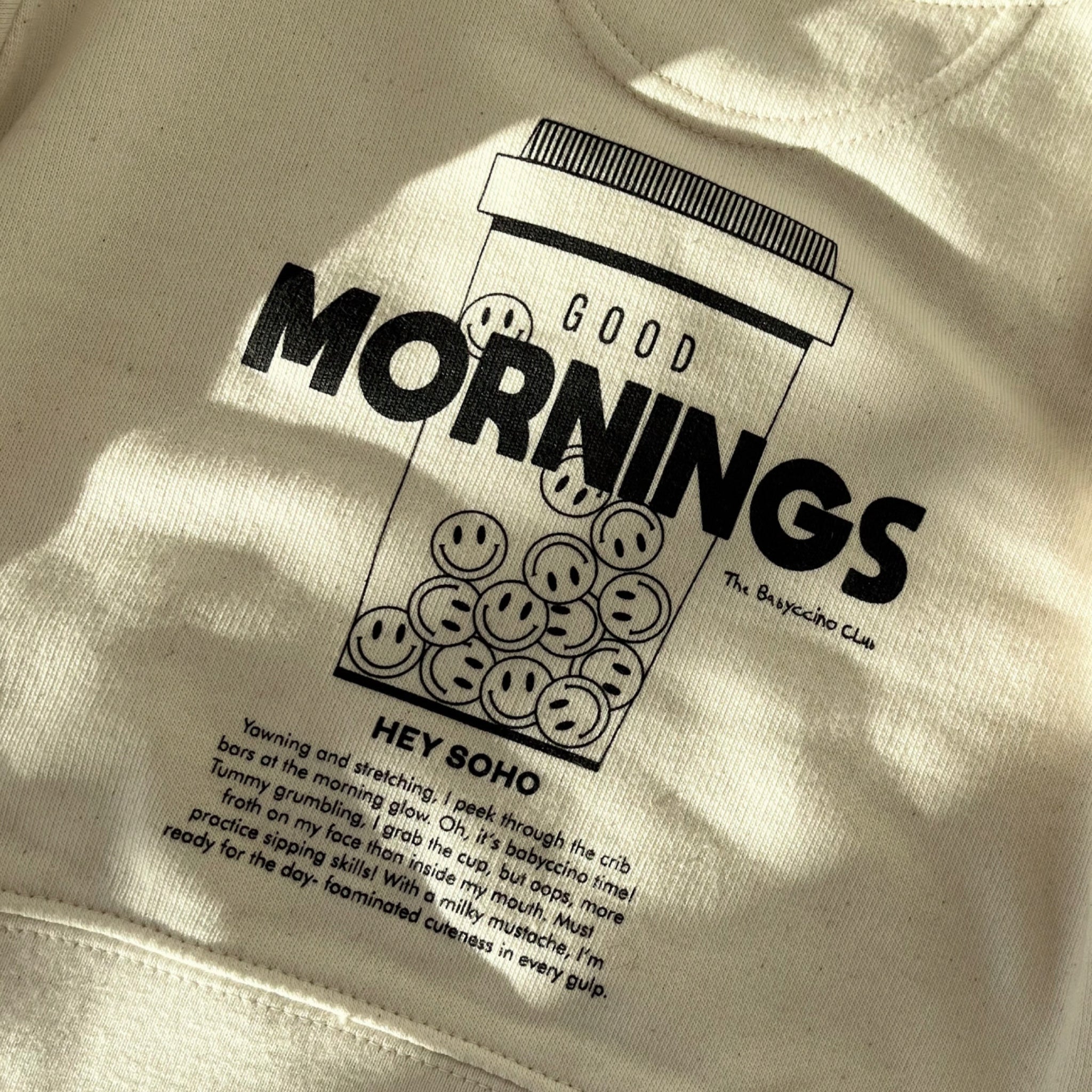 hey soho Sweater "Good Mornings" Naturweiß Schwarz