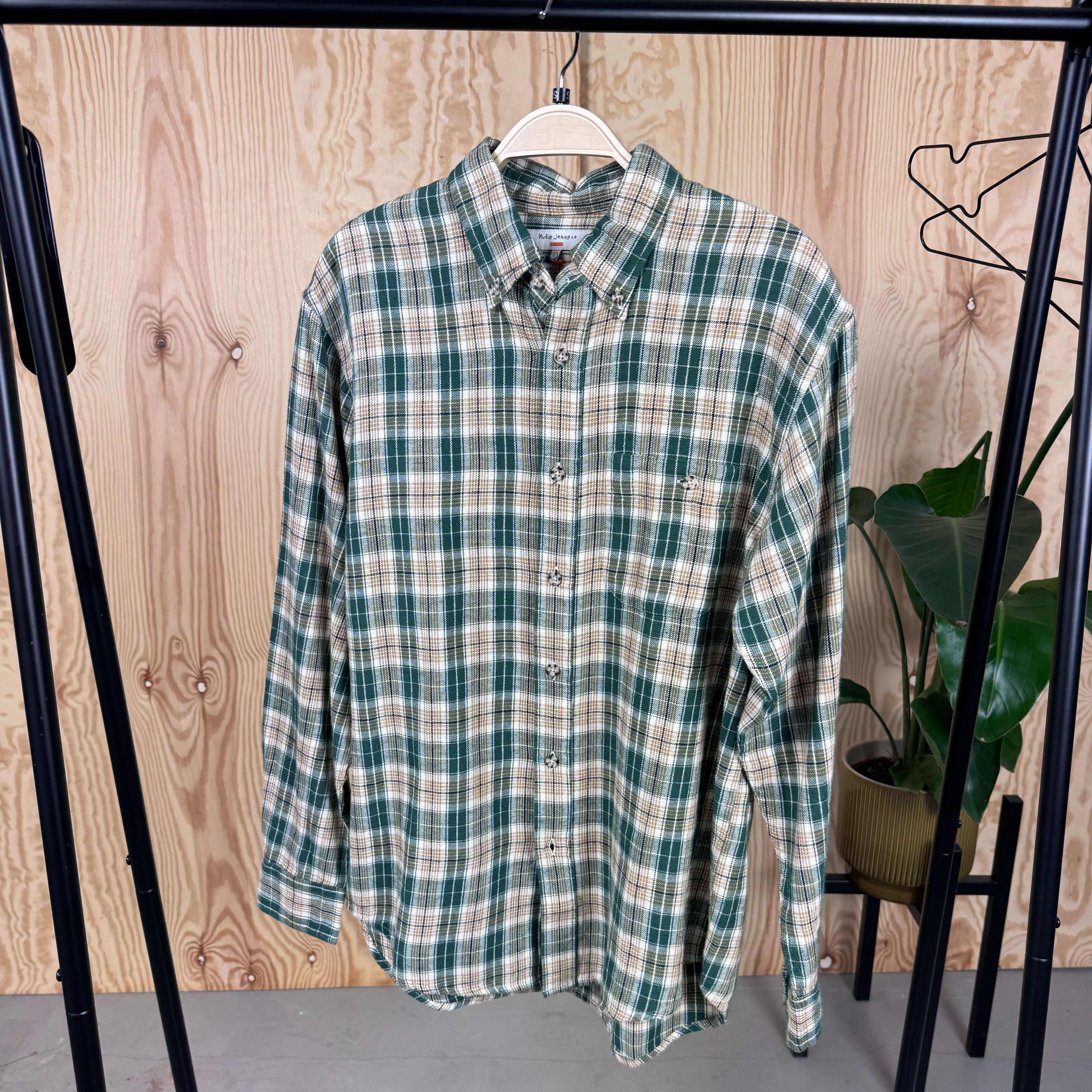 Nudie Jeans Hemd "Julian Farmers" Grün Beige