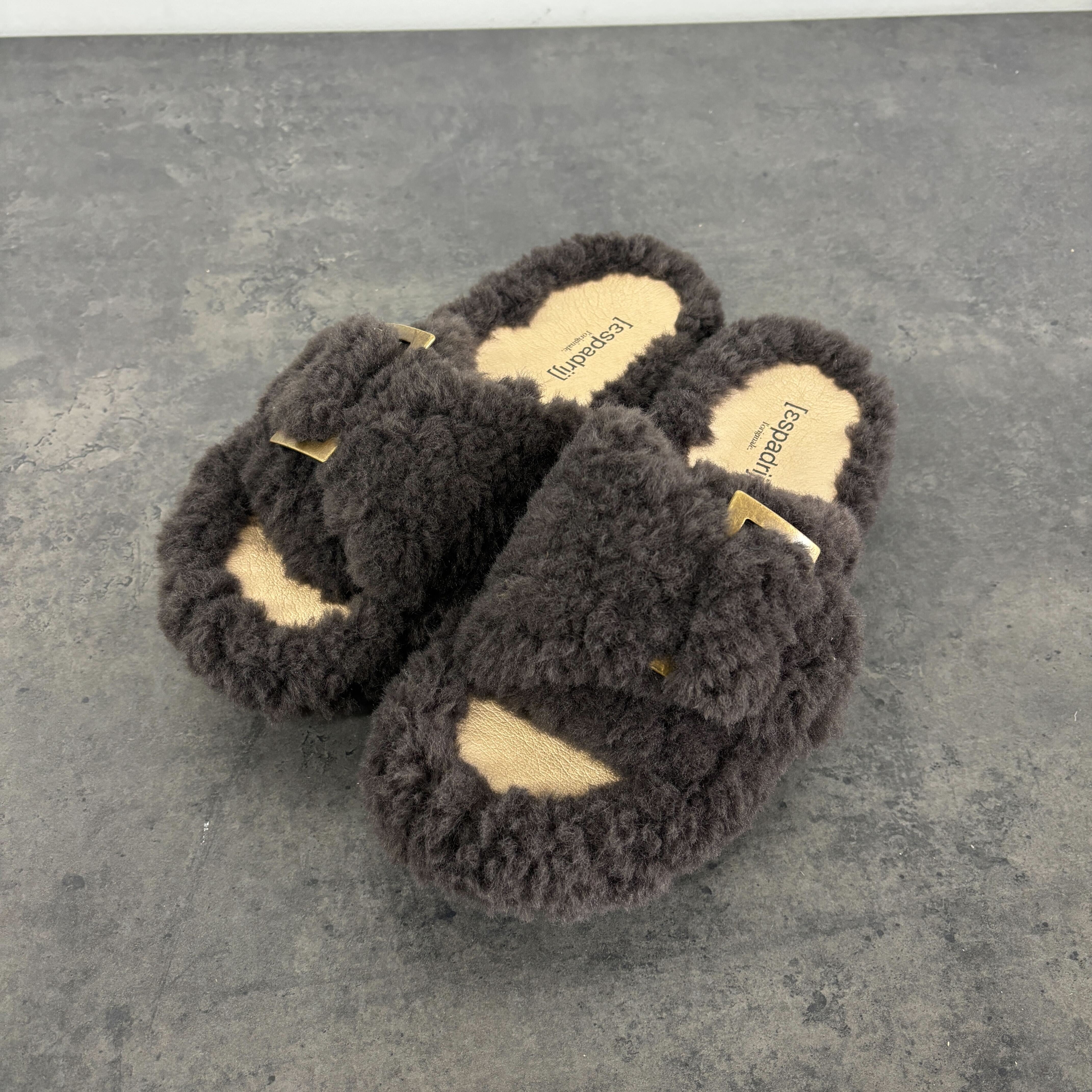 Espadrij l´originale Hausschuh "AMY TEDDY" 38 Dunkelbraun