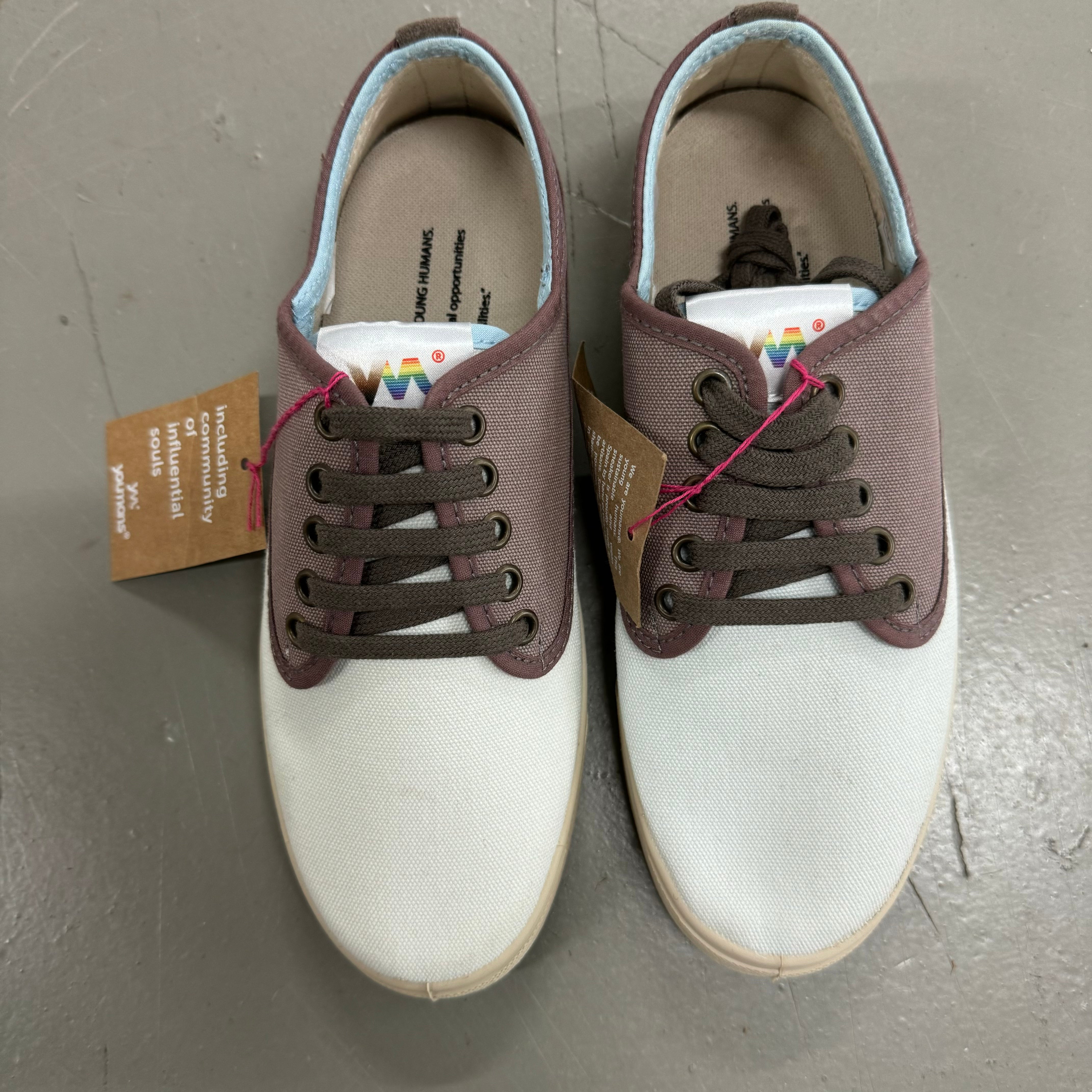 Youmans Unisex Canvas Sneaker "Coquina" - Hellblau-Braun - Dritte Wahl