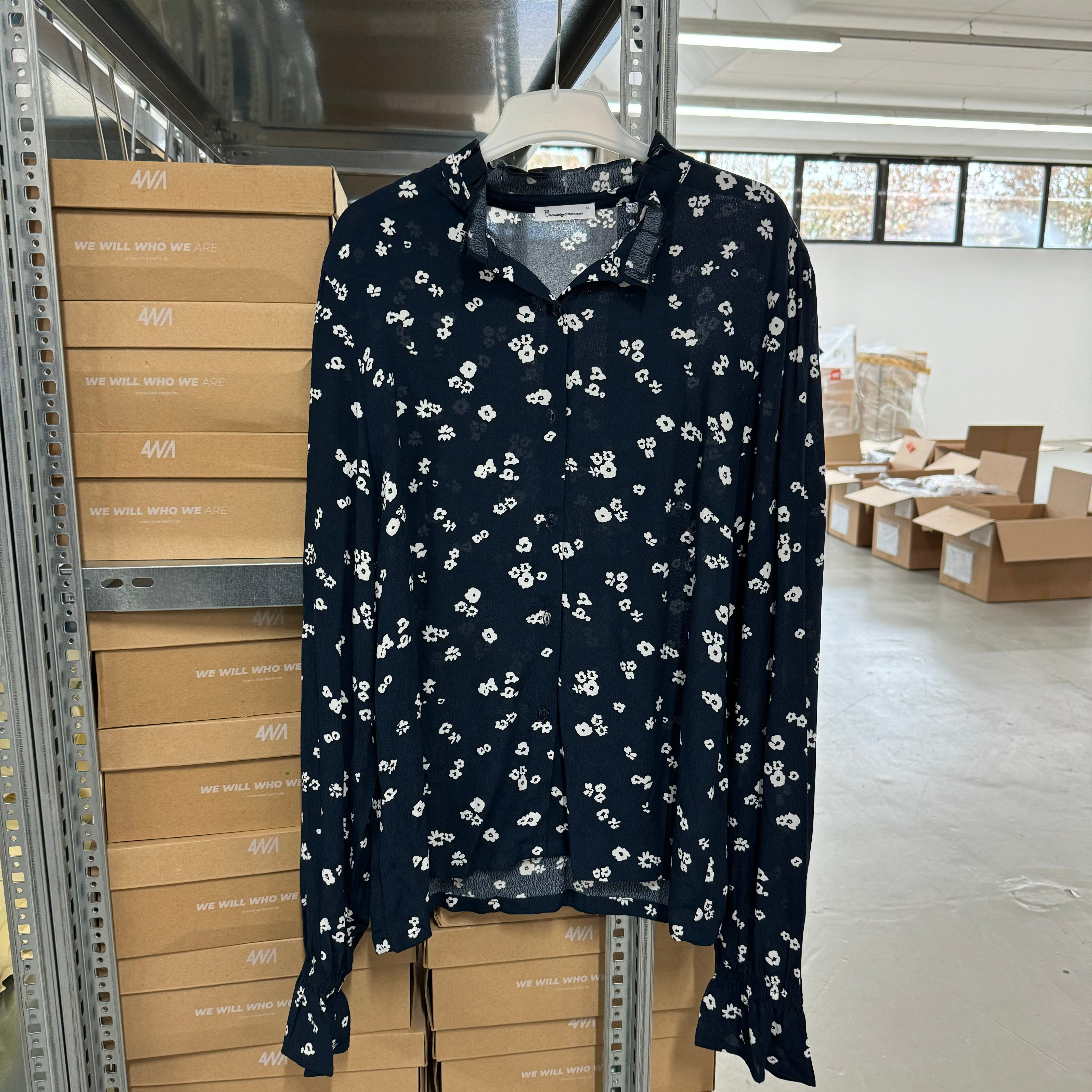 KnowledgeCotton Apparel Bluse - Dunkelblau / XL