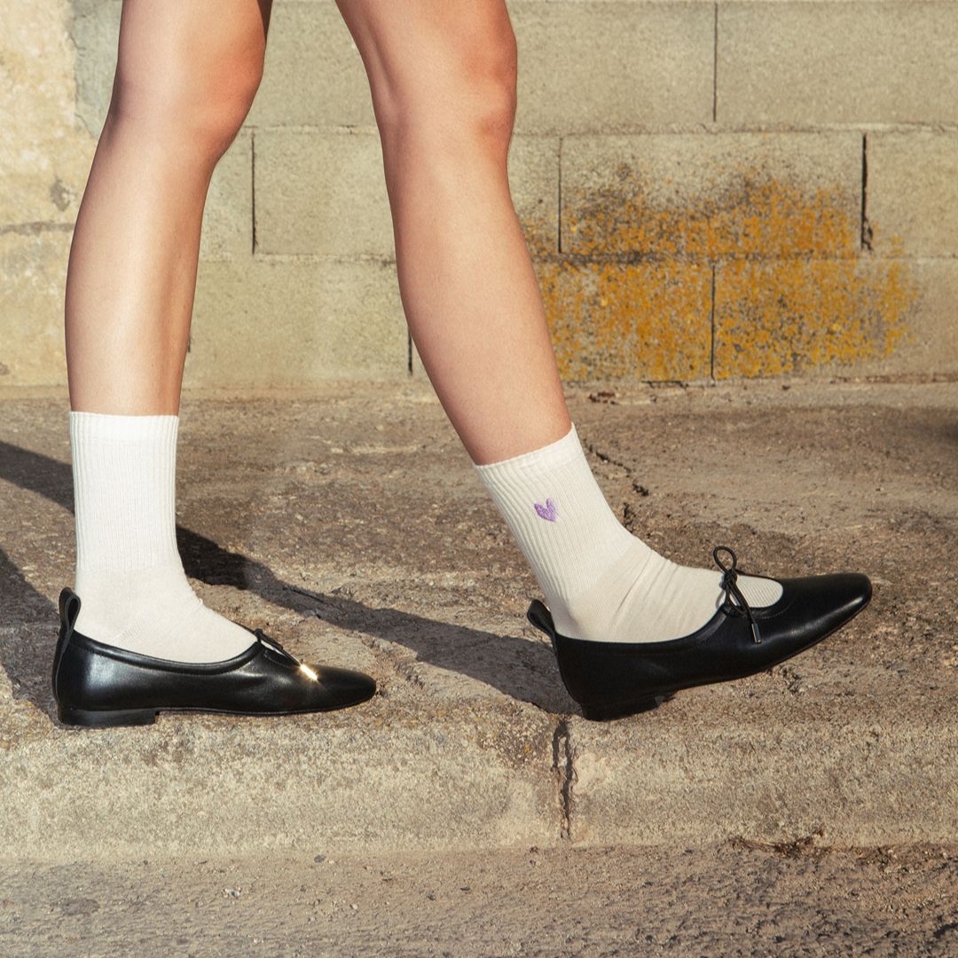 Jutelaune Socken "Heart" Offwhite Malve