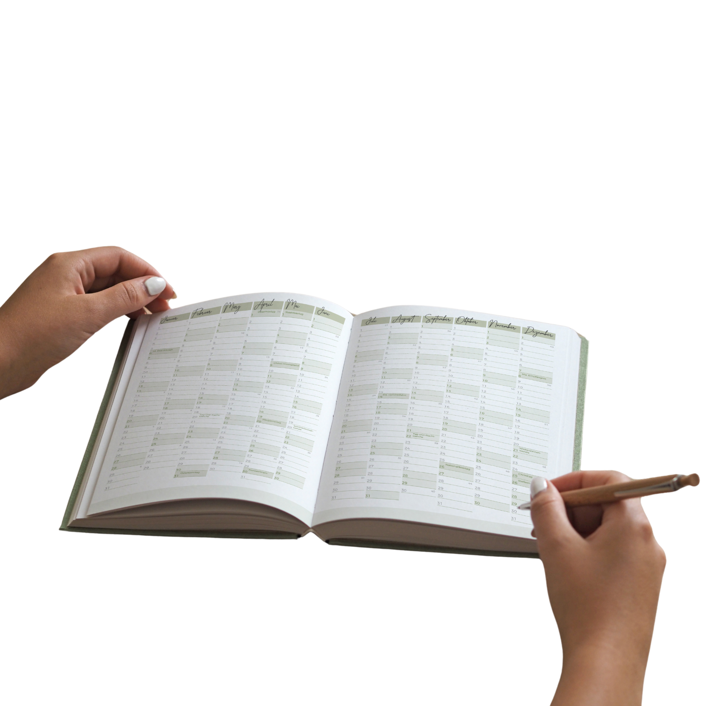 GRÜNSPIRIERT holistischer 3in1 Jahresplaner: Naturkompass, Bullet Journal & Kalender in einem