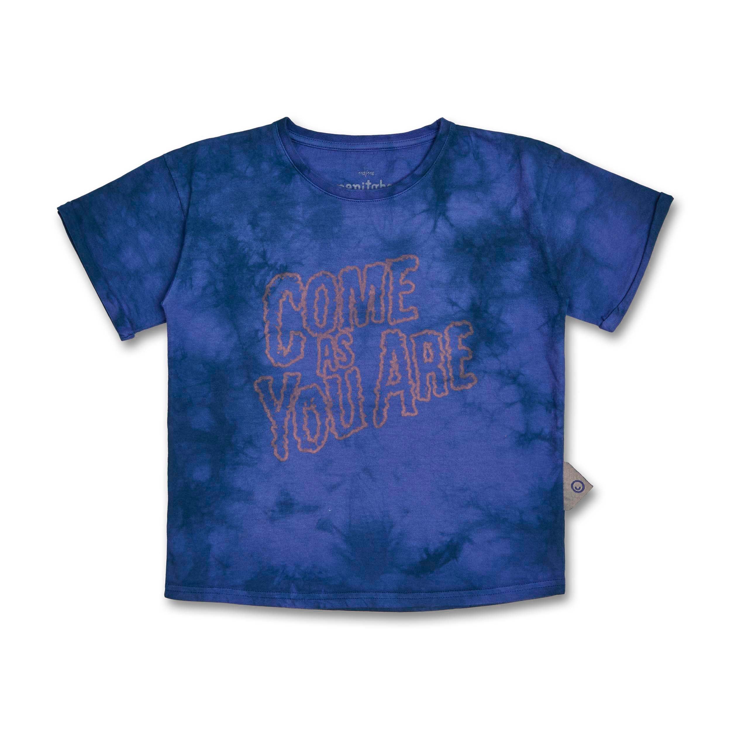 Manitober Kinder Relaxed T-Shirt "Come as you are" 98 104 Blue Tye Dye